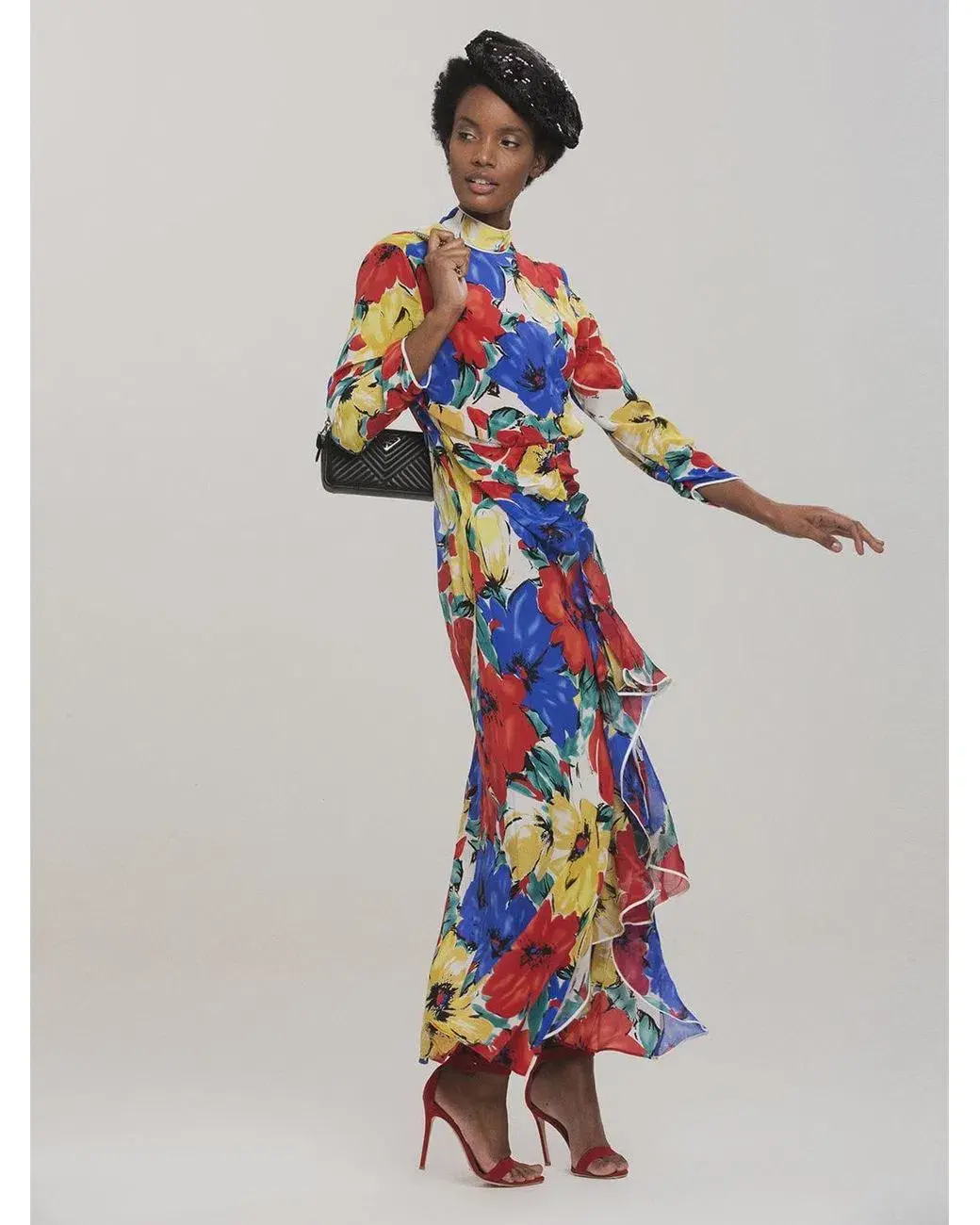 RIXO London Lucy Diana' Floral High-Neck Backless Dress Size M/Au 12 for rent on The Volte - main image