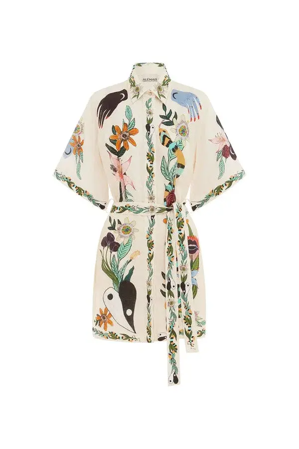 Alemais Meagan Mini Dress Cream/Print Size 8 for rent on The Volte - main image