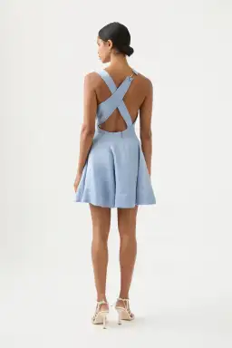 AJE Liberty Asymmetric Mini Dress Steel Blue Size 10 for rent on The Volte - image 2