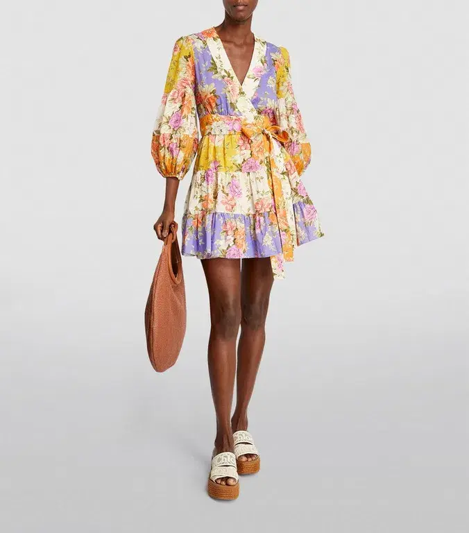 Zimmermann Pattie Floral Mini Dress Multi Floral Size 1/Au 10 for rent on The Volte - main image