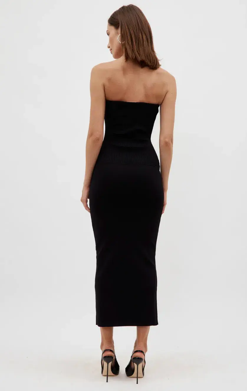 Christopher Esber Slashed Knit Strapless Dress Black Size S/Au 8 for rent on The Volte - main image