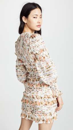 Zimmermann Radiate Smocked Mini Dress Peach Rose Floral Size 0 / AU 8 for rent on The Volte - image 4