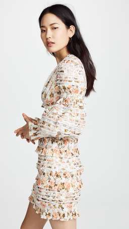 Zimmermann Radiate Smocked Mini Dress Peach Rose Floral Size 0 / AU 8 for rent on The Volte - image 5