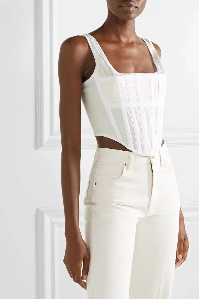 Dion Lee Jersey Corset Top in Ivory Size 8 for rent on The Volte - main image