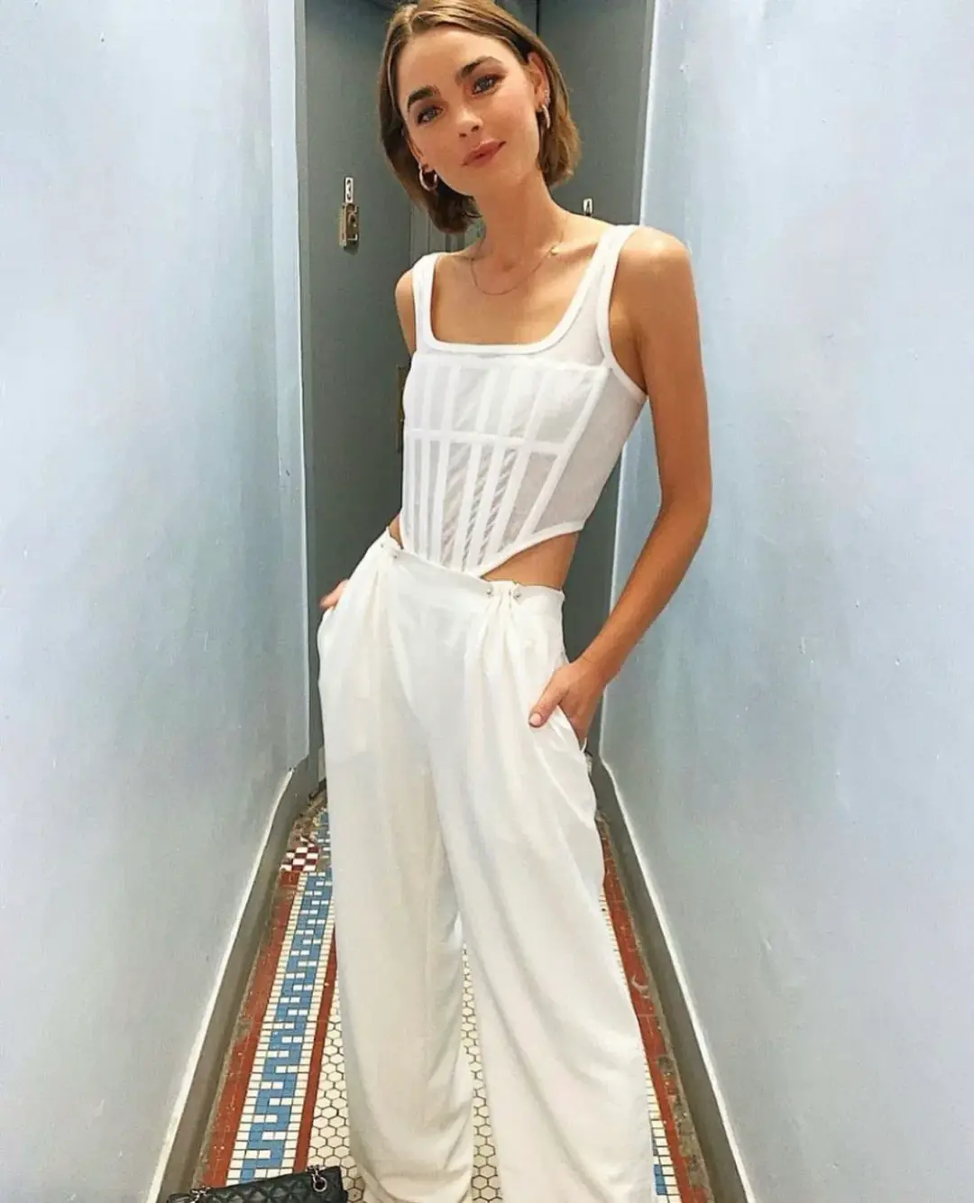 Dion Lee Jersey Corset Top in Ivory Size 8 for rent on The Volte - main image