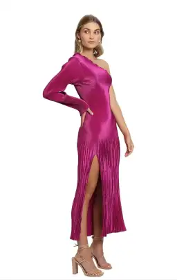 L’idée Soirée One Shoulder Long Sleeve Dress in Magenta Pink Size AU 8 for rent on The Volte - image 5