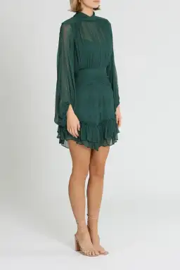 Shona Joy Leonie Long Sleeve Ruched Mini Dress in Green Size 10 for rent on The Volte - image 2