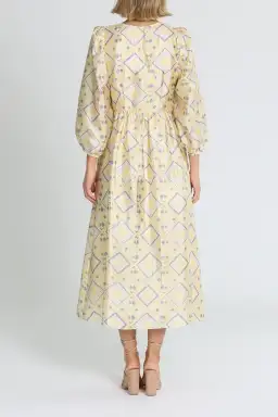 Baum Und Pferdgarten Asana Midi Dress in Yellow Size 10 for rent on The Volte - image 3