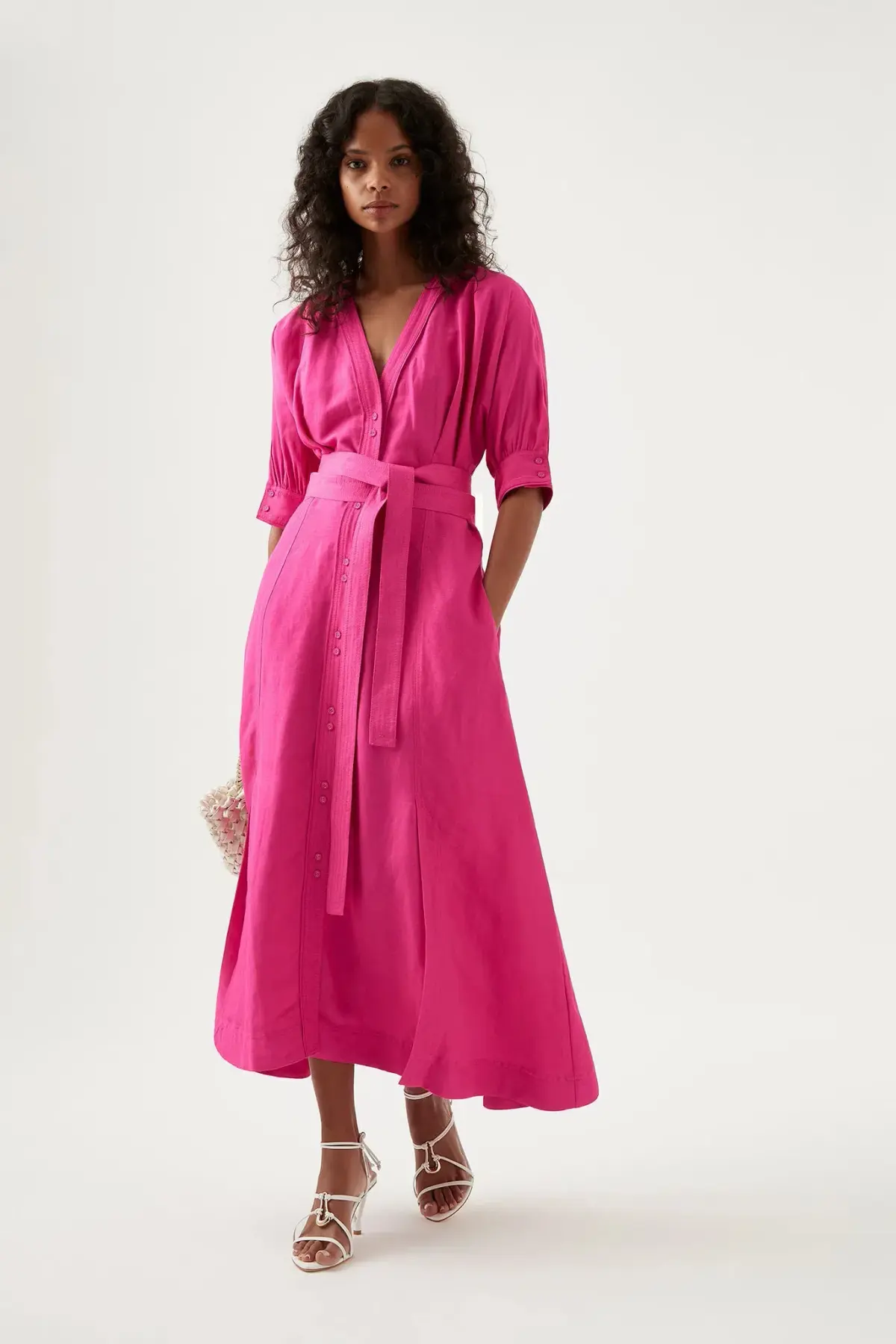 Aje Ennoble Midi Dress in Fuchsia Size 12 - Image 1