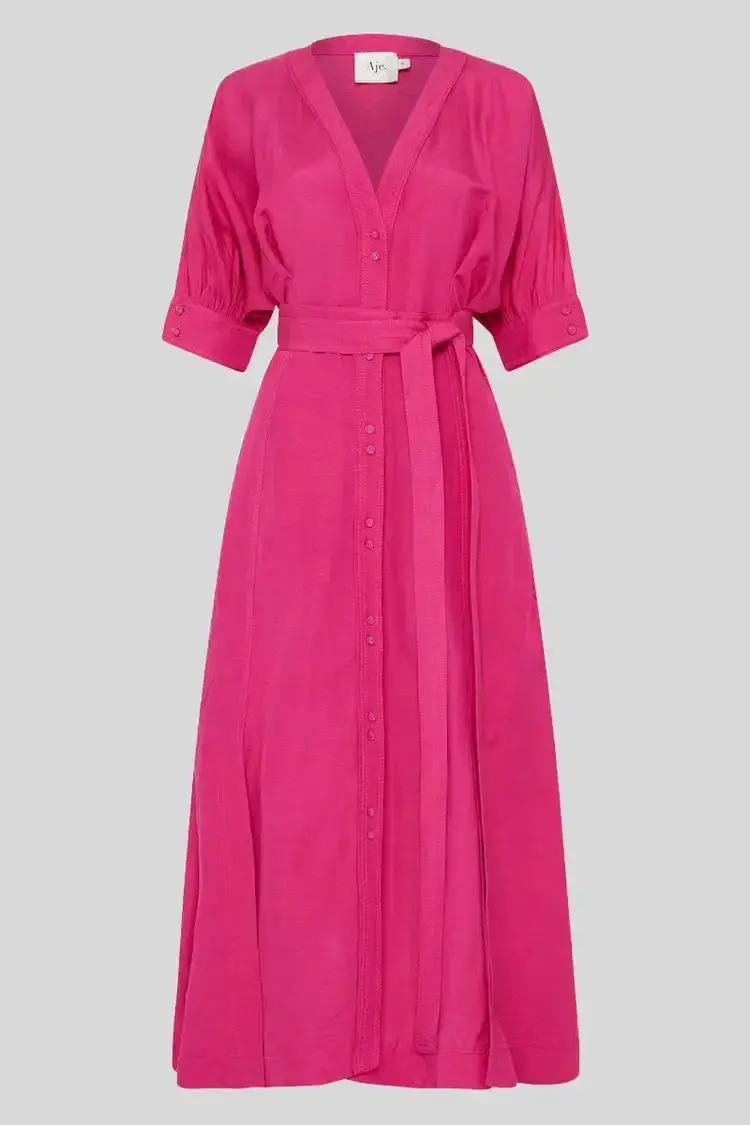 Aje Ennoble Midi Dress in Fuchsia Size 12 for rent on The Volte - main image