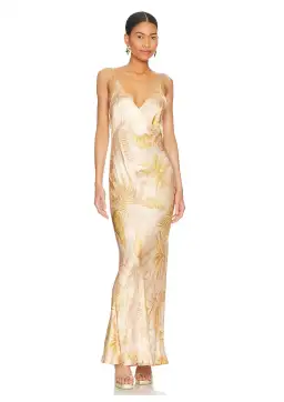 Bec & Bridge Dusty Palms Maxi Dress Multi Size 8