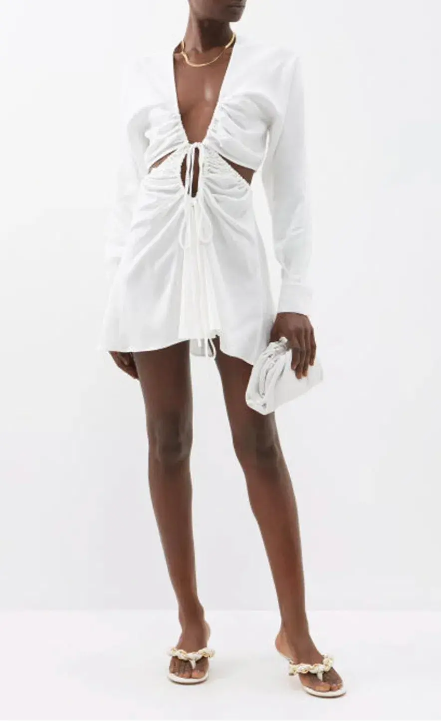Christopher Esber V-neck Cut Out Mini Dress White Size 10 for rent on The Volte - main image