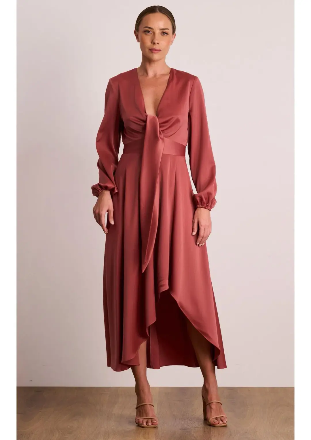 Pasduchas Florence Tie Midi Dress in Rose Size 8 for rent on The Volte - main image