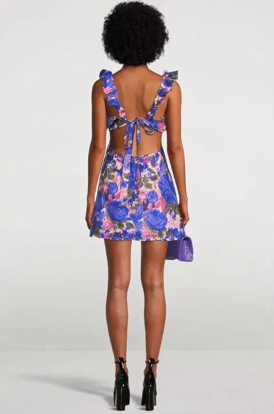 Zimmerman High Tide Mini Dress Purple Ikat Floral Size 0 / Au 8 for rent on The Volte - main image