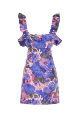 Zimmerman High Tide Mini Dress Purple Ikat Floral Size 0 / Au 8 for rent on The Volte - image 5