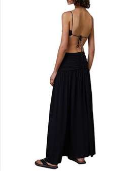 BEC & BRIDGE MINX SLEEVELESS BLACK TIE-BACK MIDI DRESS