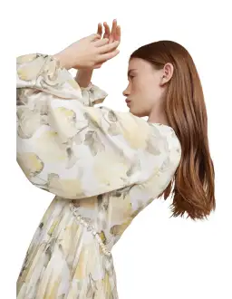 Acler Faris Pleated Floral Satin Mini Dress Print Size S/Au 8 for rent on The Volte - image 5