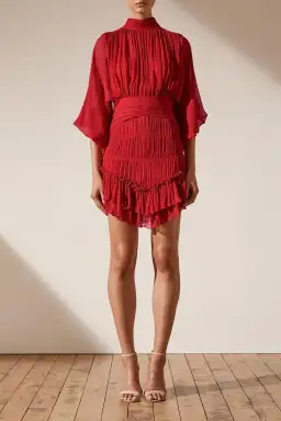 Shona Joy Clemence Long Sleeve Mini Dress Red Size 8