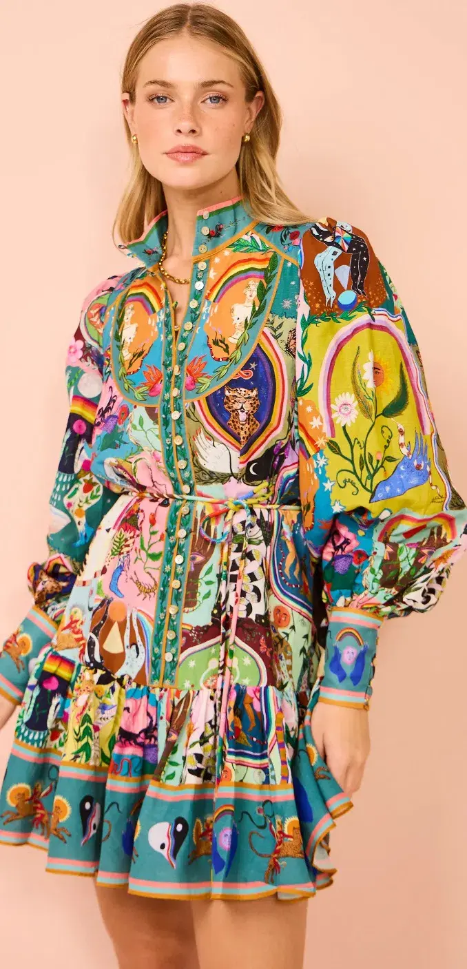 Alemais Evergreen Mini Dress In Multi Size 8 for rent on The Volte - main image