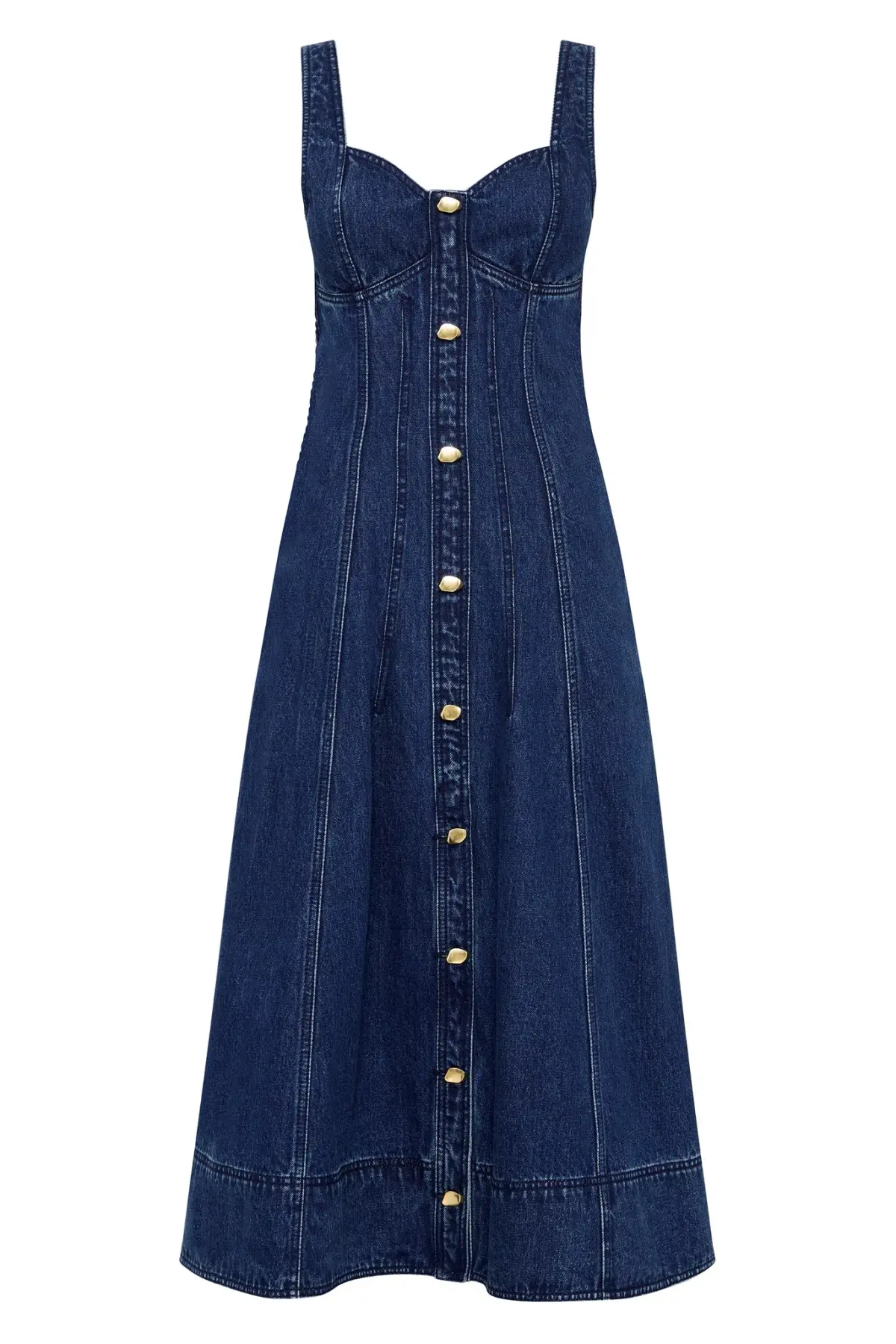 Aje May Denim Midi Dress Blue Size 6 - Image 3