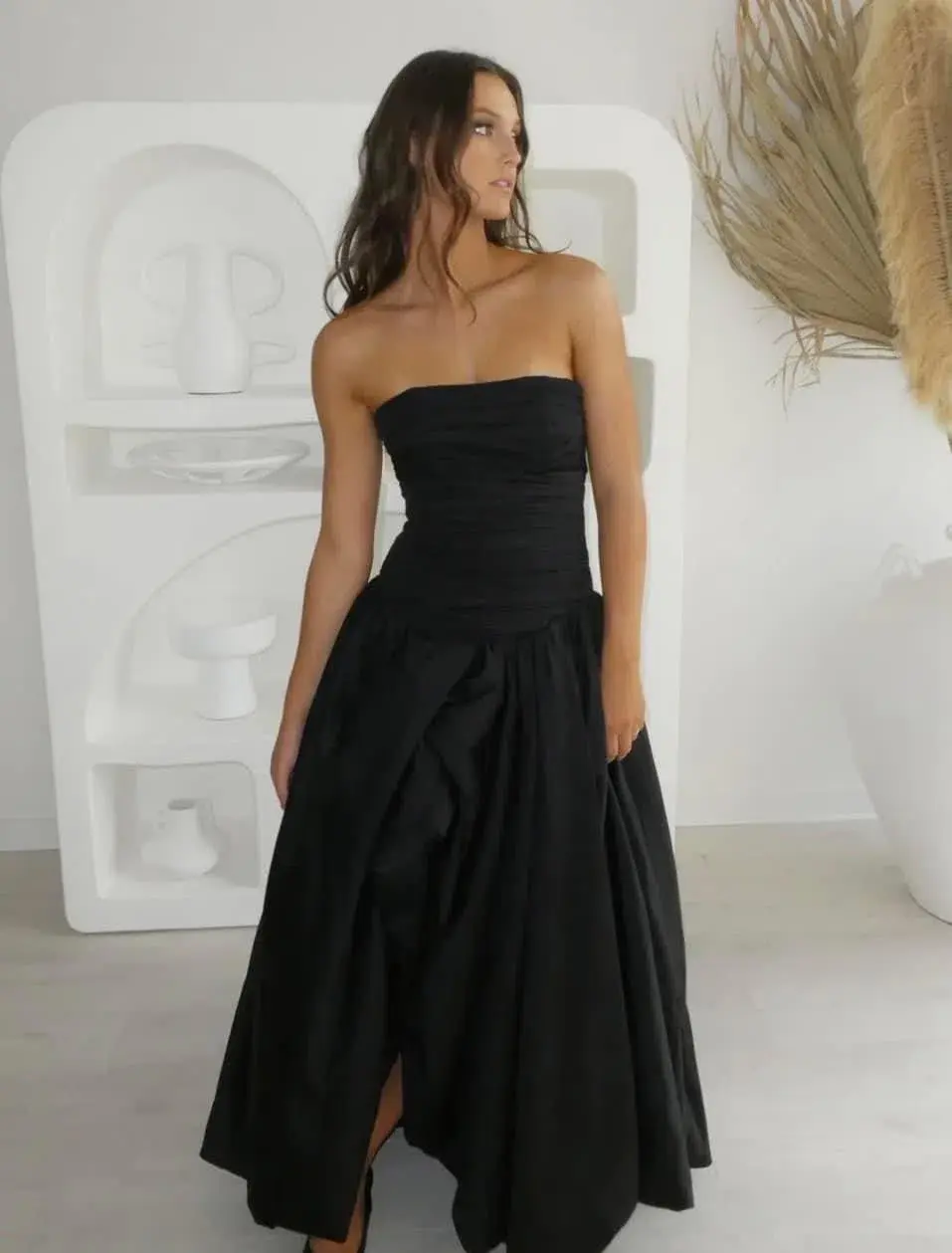AJE Violette Bubble Hem Maxi Dress Black Size 12 for rent on The Volte - main image