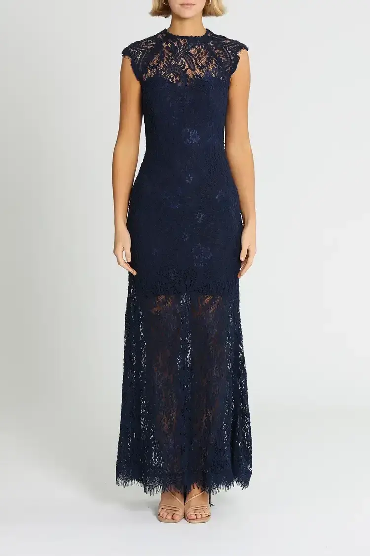 Elle Zeitoune Demi Gown in Navy Size 16 for rent on The Volte - main image
