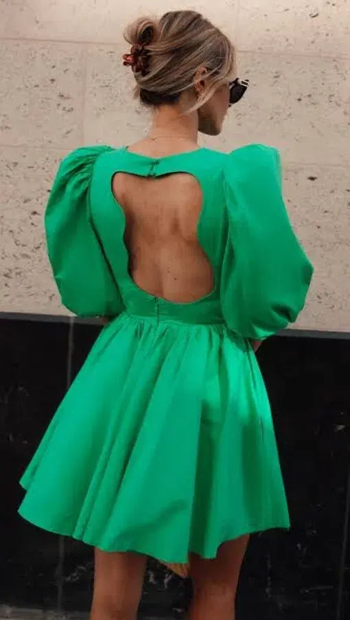 Aje Colette Cut Out Mini Dress Green Size 12 for rent on The Volte - main image
