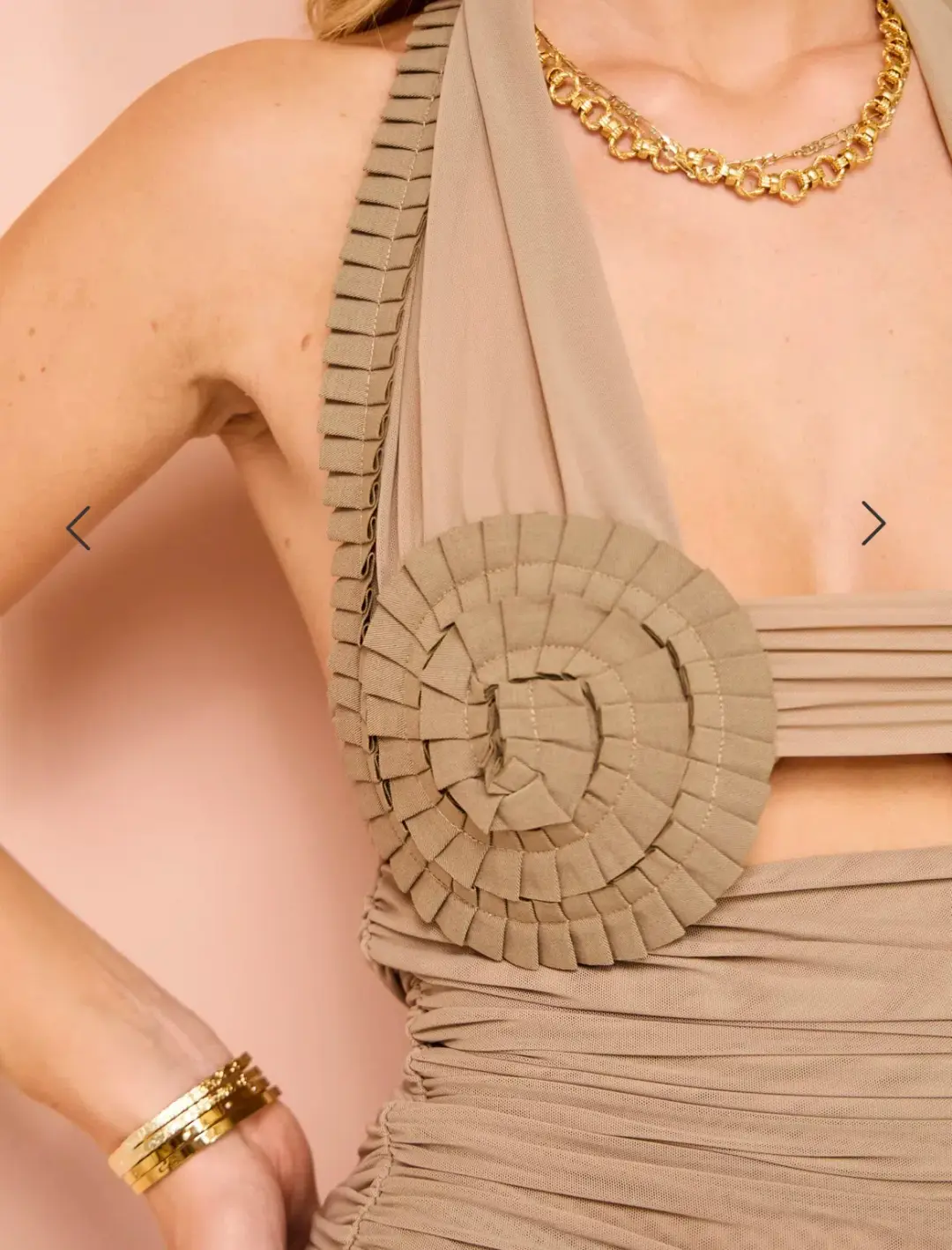 Bec & Bridge Wave Crush Halter Top Taupe Size 8 for rent on The Volte - main image