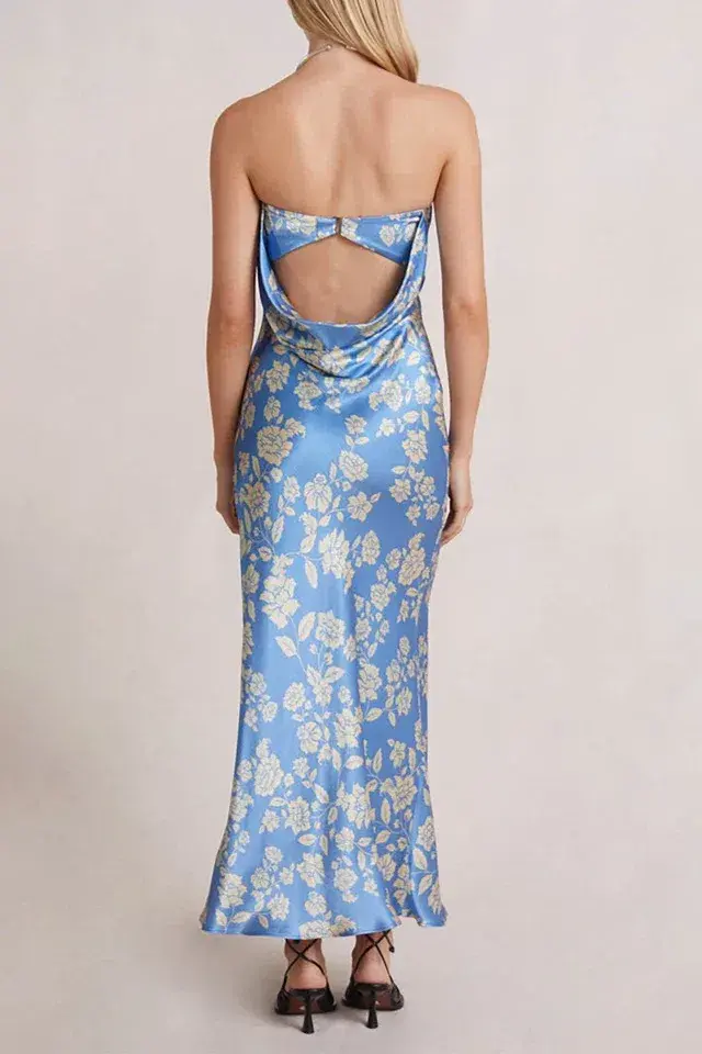 Bec & Bridge Blossom Strapless Maxi Dress in Blue Floral Size 6 for rent on The Volte - main image