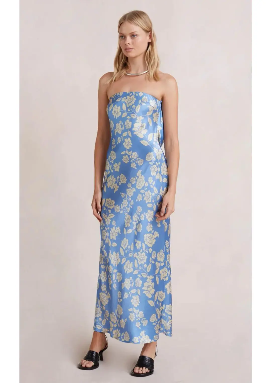 Bec & Bridge Blossom Strapless Maxi Dress in Blue Floral Size 6 for rent on The Volte - main image
