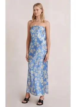 Bec & Bridge Blossom Strapless Maxi Dress in Blue Floral Size 6 for rent on The Volte - image 1
