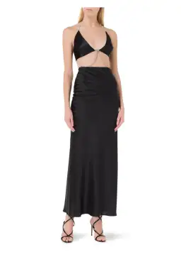 Michael Lo Sordo Nomi Crystalline Wrap Halter Dress in Black Size 6 for rent on The Volte - image 1
