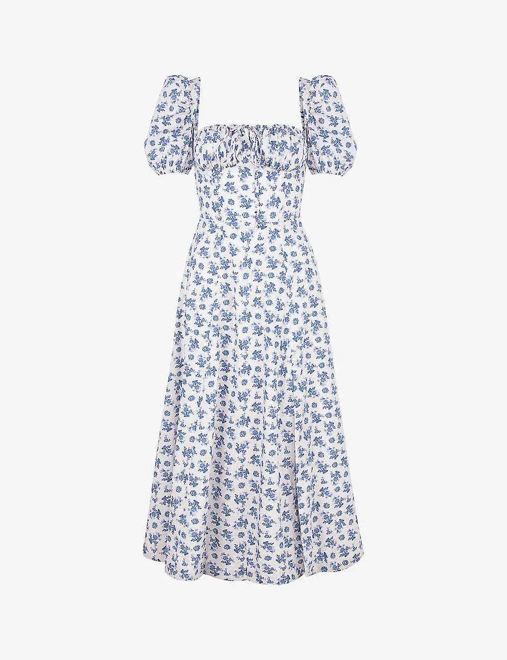 House of CB Tallulah Midi Dress Blue White Floral Size XS / AU 6 for rent on The Volte - main image