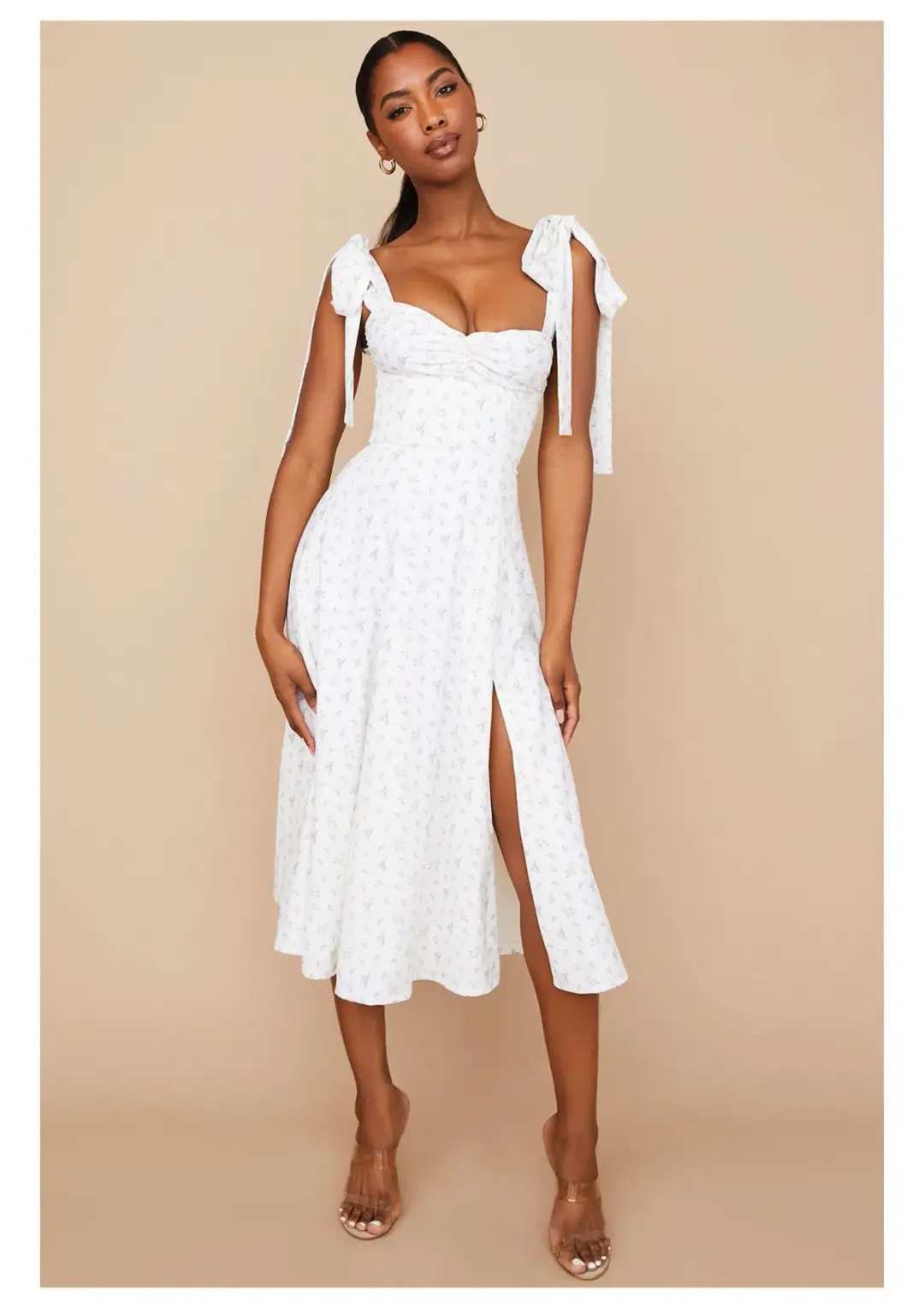 House of CB Alicia Midi Sundress White Floral Size S / AU 8 for rent on The Volte - main image