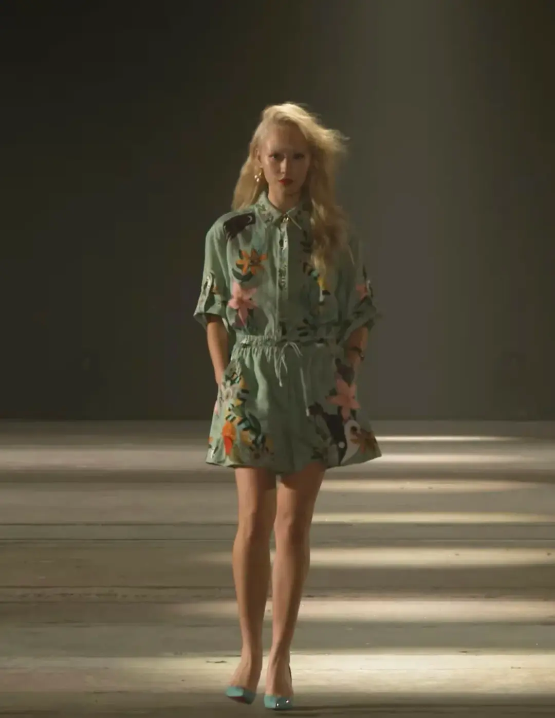 Alemais Meagan Oversized Linen Shirt & Shorts Set Green Multi Size 10 for rent on The Volte - main image