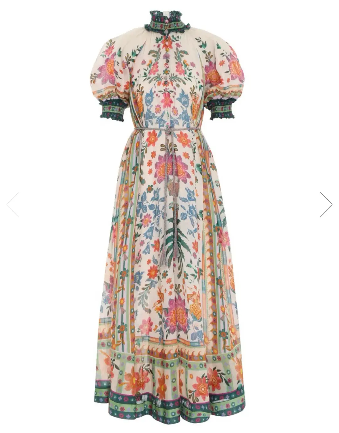 Zimmermann Ginger Swing Maxi Dress Cream Multi Size 4 / AU 16 for rent on The Volte - main image