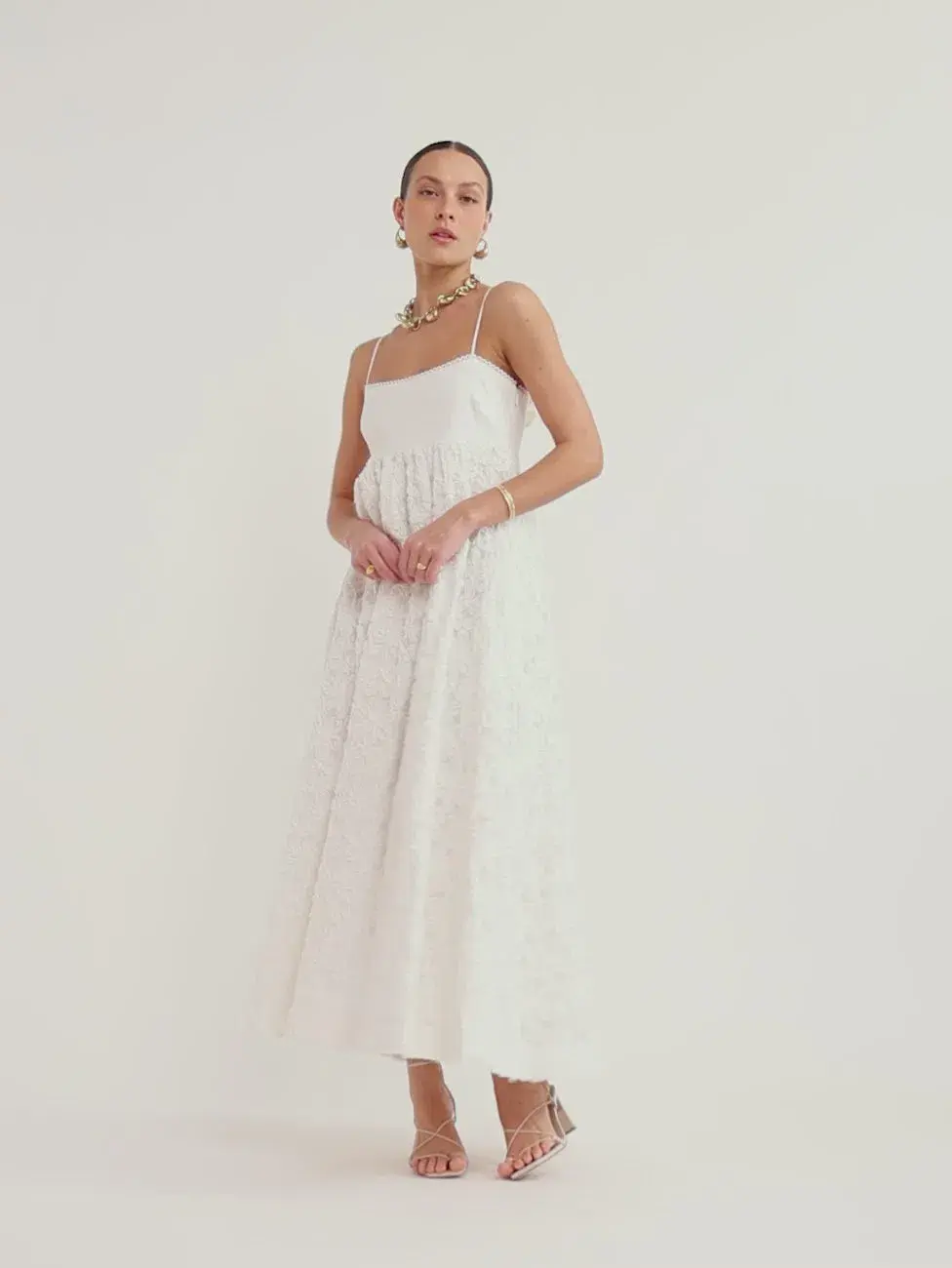 Alemais Iggy Embroidered Midi Dress White Size 10 for rent on The Volte - main image