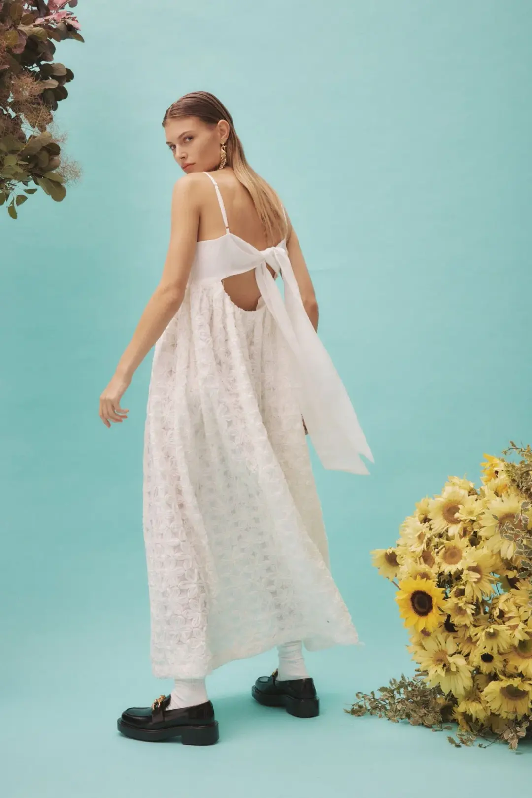 Alemais Iggy Embroidered Midi Dress White Size 10 for rent on The Volte - main image