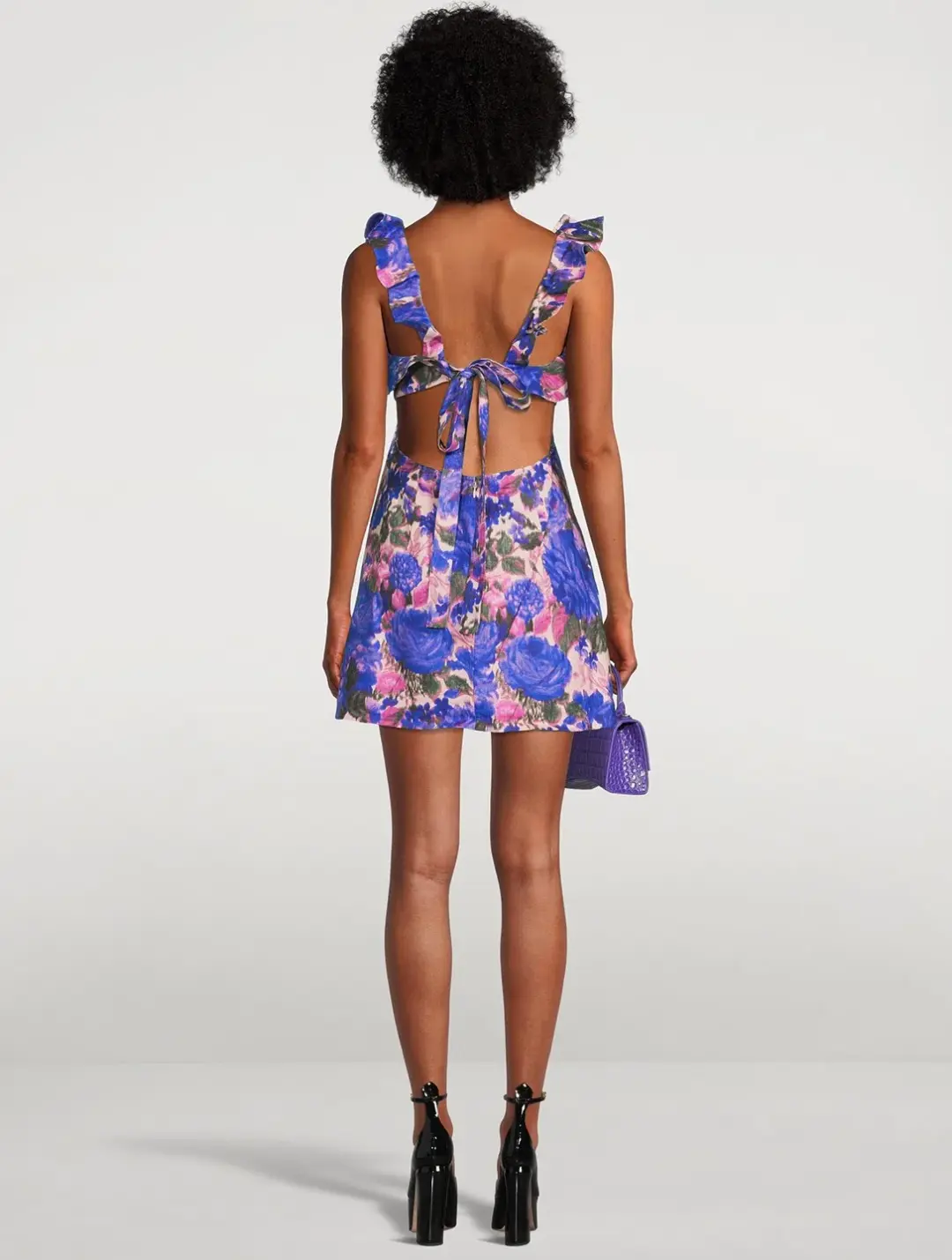 Zimmermann High Tide Frill Mini Dress Purple Ikat Size 3 / AU 14 for rent on The Volte - main image