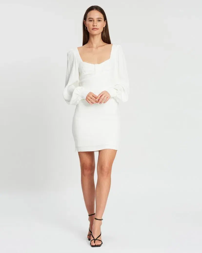 By Johnny Mia Cuff Sleeve Mini Dress White Size 10 for rent on The Volte - main image