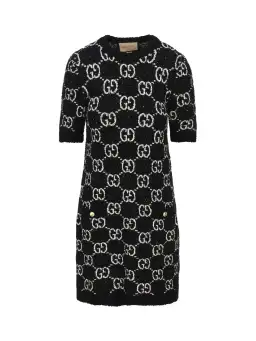 Gucci GG Jacquard Cotton-blend Minidress Dress Black Size Xs/Au 8 for rent on The Volte - image 3