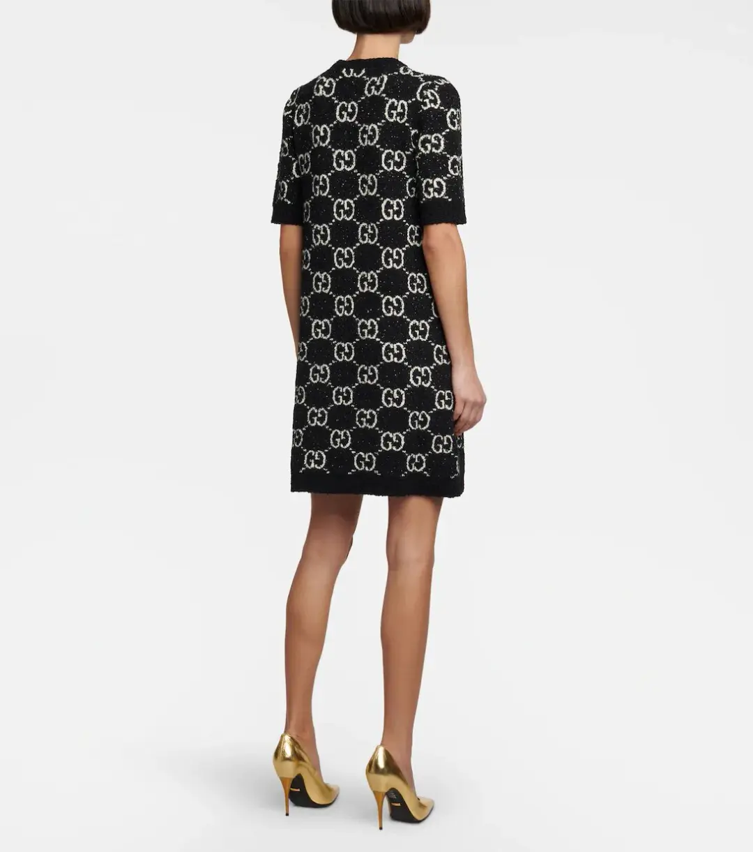 Gucci GG Jacquard Cotton-blend Minidress Dress Black Size Xs/Au 8 for rent on The Volte - main image