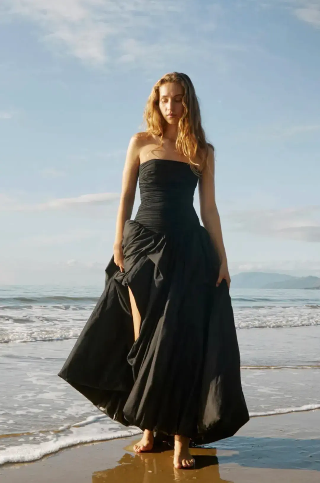 Aje Violette Bubble Hem Maxi Dress Black Size 14 for rent on The Volte - main image
