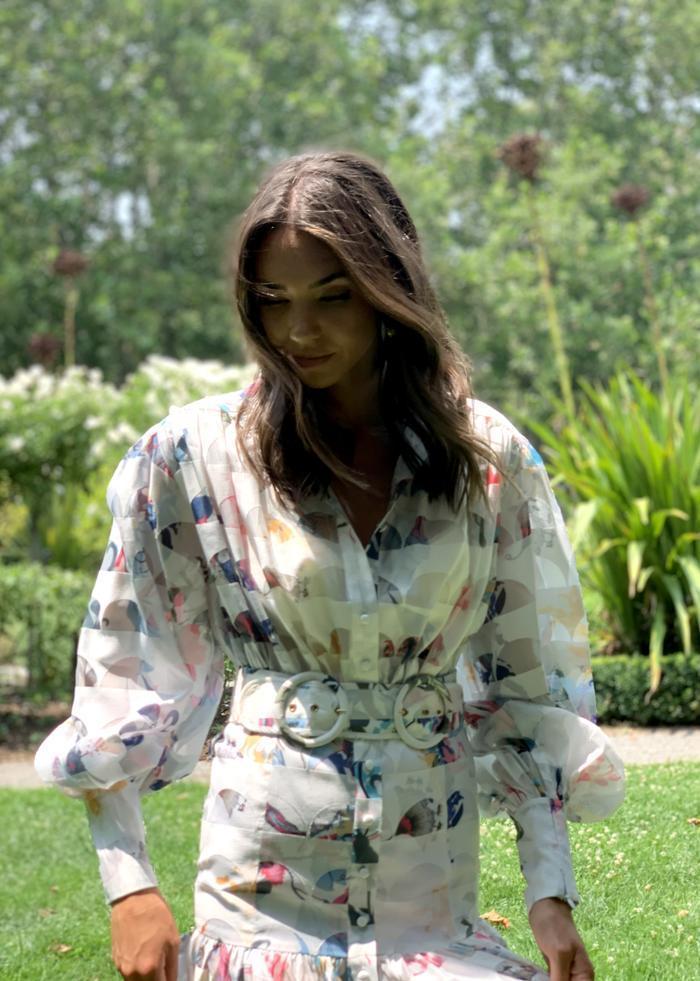 Mackenzie Mode Seeing Stars Dress Geo White Size 10 for rent on The Volte - main image