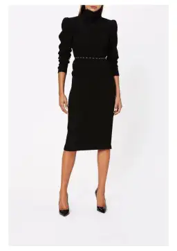 Scanlan Theodore Stretch Reptile Dress Black Size 6 for rent on The Volte - image 1