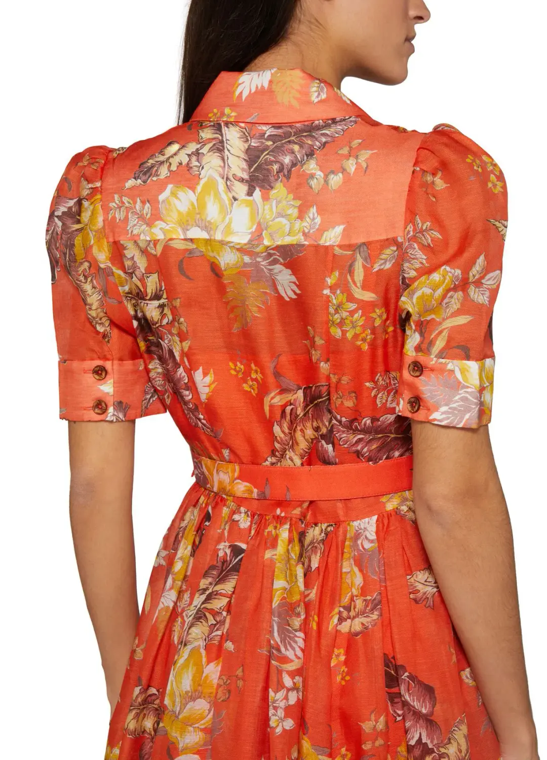 Zimmermann Matchmaker Midi Shirt Dress Red Tropical Floral Size 2 / AU 12 for rent on The Volte - main image