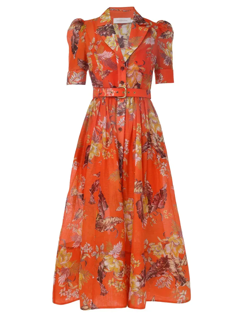 Zimmermann Matchmaker Midi Shirt Dress Red Tropical Floral Size 2 / AU 12 for rent on The Volte - main image