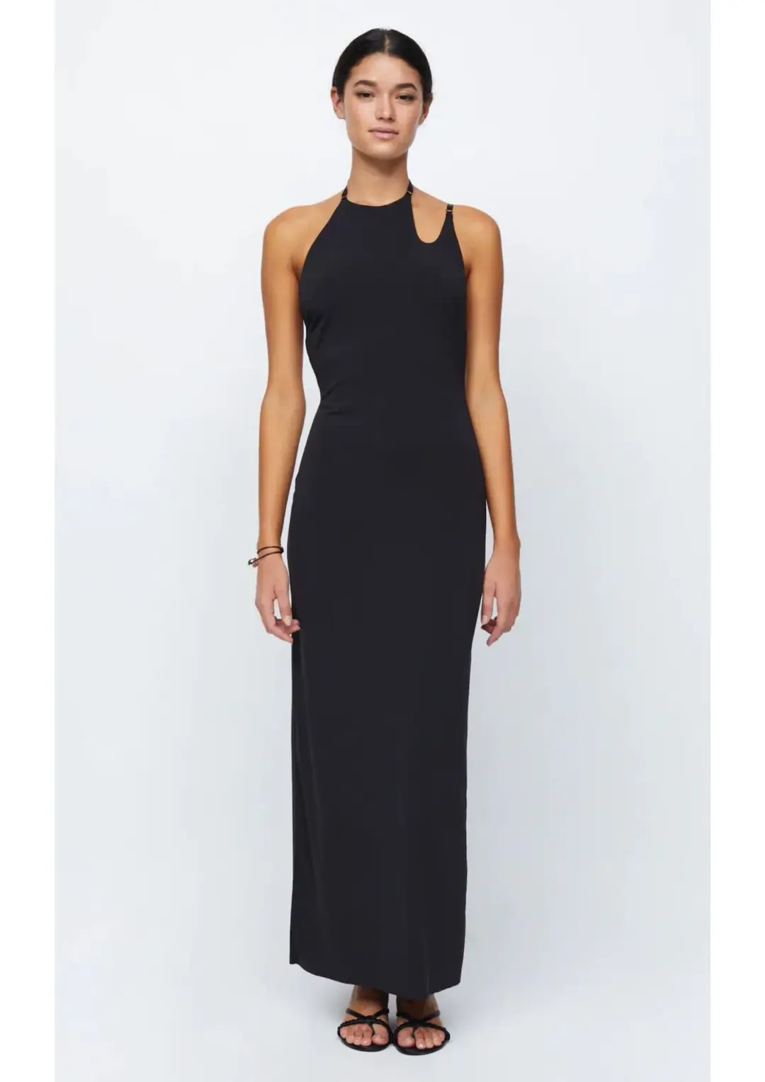 Bec & Bridge Zadie Asym Maxi Cut Out Strap Halter Open Back Dress Black Size AU 8 for rent on The Volte - main image