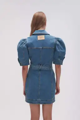 Aje Adriana Puff Sleeve Denim Mini Dress 90's Wash Size 6 for rent on The Volte - image 3