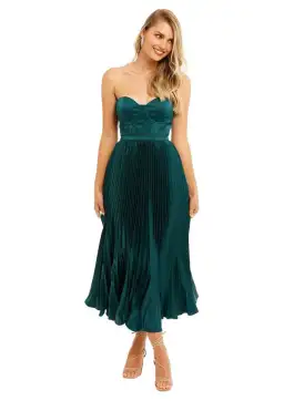 Elle Zeitoune Milan Midi Dress in Emerald Green Size 12